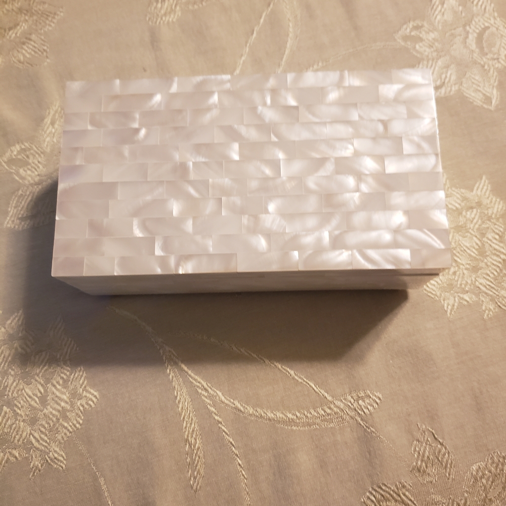 Lustrous White Decorative Box with Mother of Pearl Finish